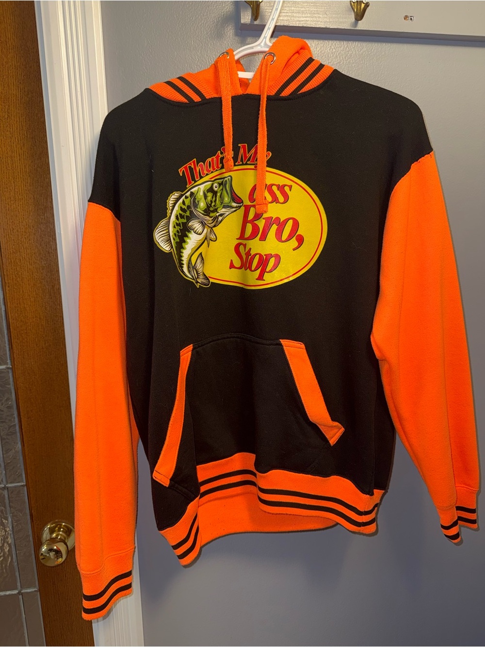 Black & Orange Graphic Hoodie Sweatshirt - "Miss Bro, Stop"